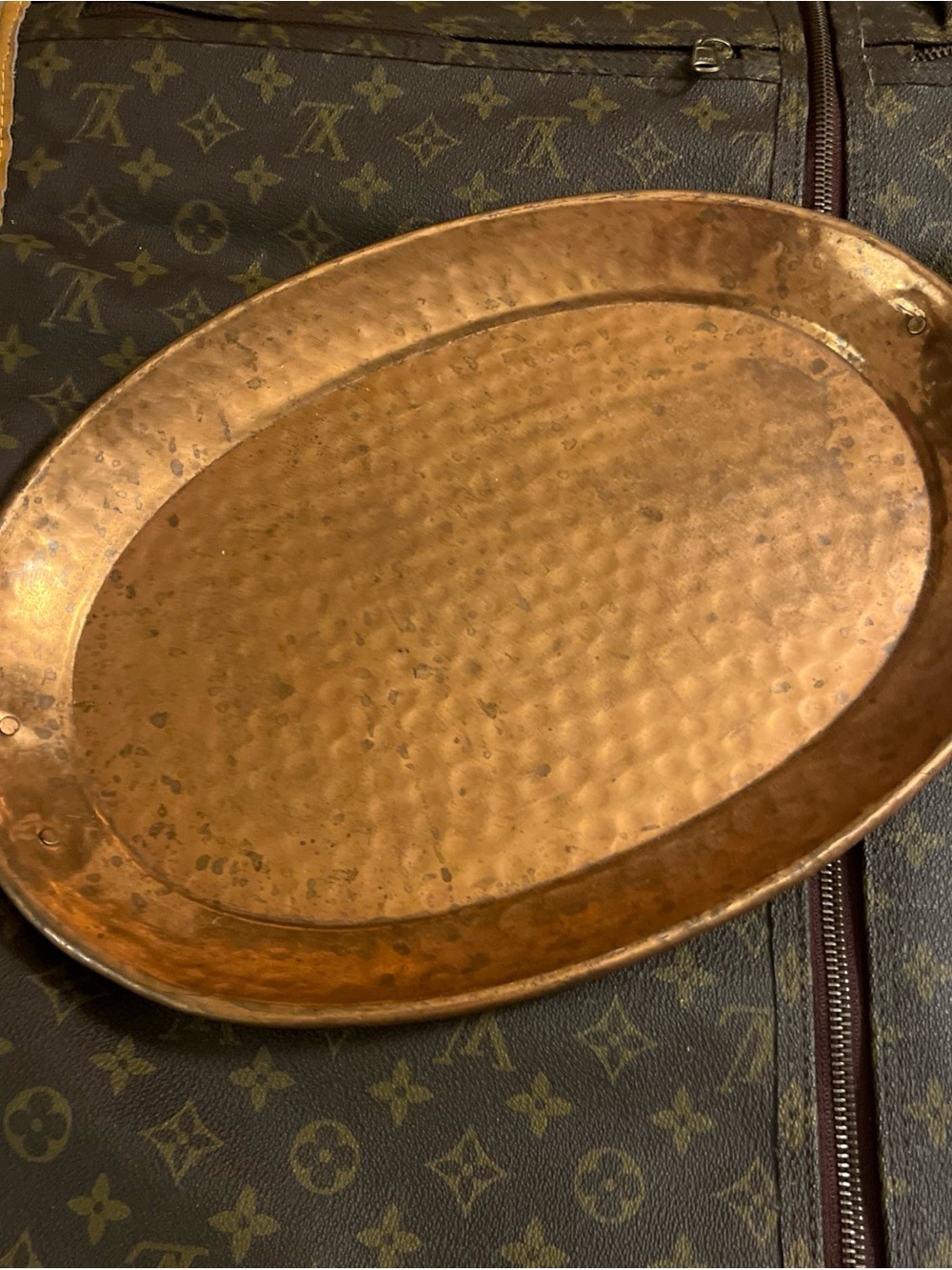 Hammered Copper Oval Serving Platter - Copper Finish